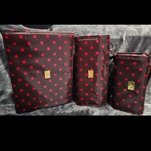 Joy Mangano Better Beauty Case Set of 3 ~ Chocolate and Fuchsia